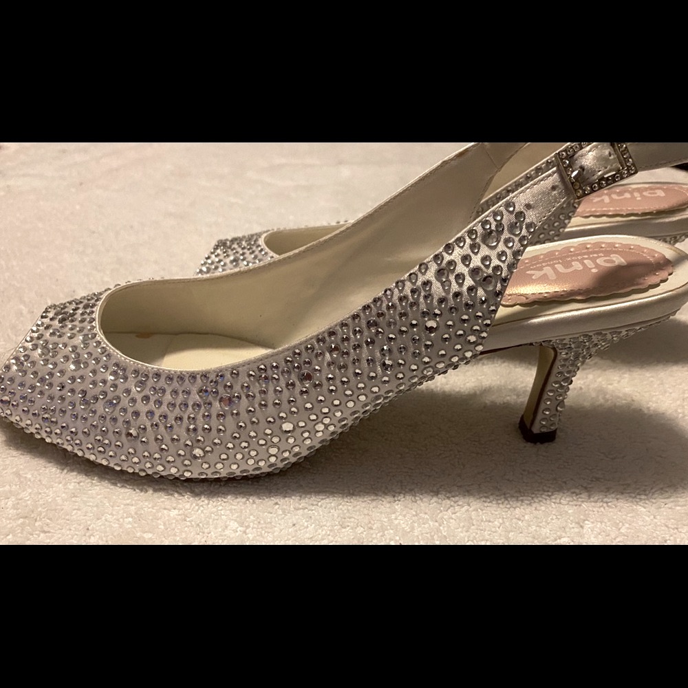 Almost Brand New  Super Stylish Crystal Heels By Pink  Box 66